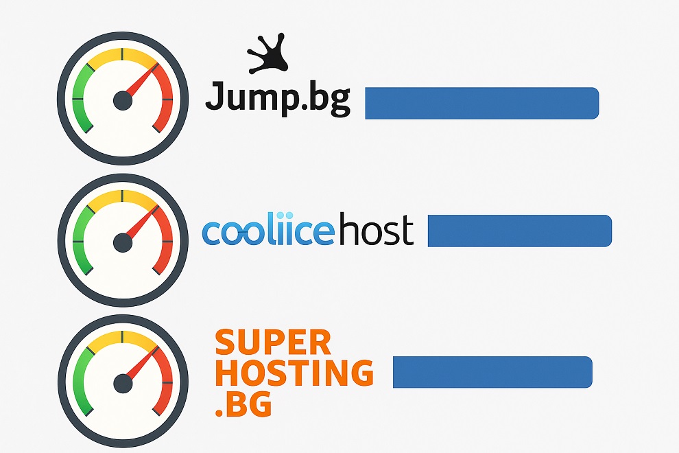 тест скорост на хостинг Jump, Cooloicehost и SuperHosting