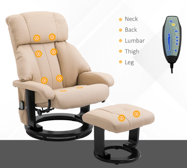 Масажен фотьойл Homcom, с опора за крака