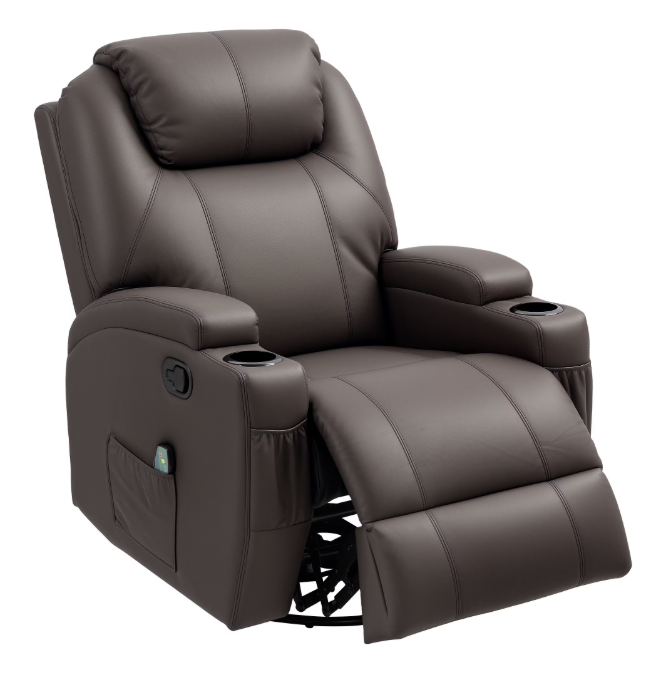 Масажен стол HOMCOM, 8 точки за масаж, 2 поставки за напитки, PU кожа